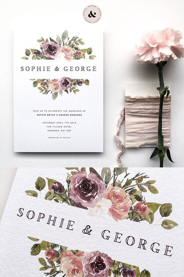 Need inspo for your wedding stationery? Click to check out these 10 beautiful wedding stationery designs, including this floral wedding invite, or repin for inspo later #weddingstationery #weddingstationerydesigns #floralwedding stationery