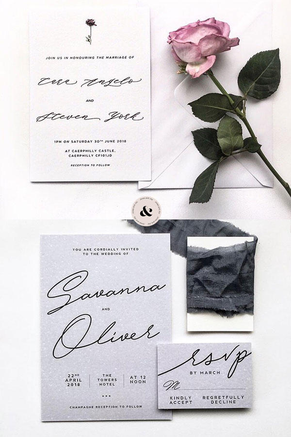 Need inspo for your wedding stationery? Click to check out these 10 beautiful wedding stationery designs, including this minimal wedding stationery, or repin for inspo later #weddingstationery #weddingstationerydesigns #minimalweddingstationery #weddinginspo #minimalistwedding